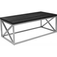 Flash Furniture NAN-CT1796-BK-GG Park Ridge Black Coffee Table with Silver Finish Frame 