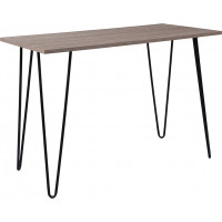 Flash Furniture NAN-JH-1702-GG Oak Park Collection Driftwood Wood Grain Finish Console Table with Black Metal Legs 