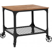 Flash Furniture NAN-JH-17109-GG Grant Park Rustic Wood Grain and Industrial Iron Kitchen Serving and Bar Cart 
