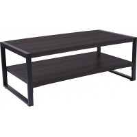 Flash Furniture NAN-JH-1731-GG Thompson Collection Charcoal Wood Grain Finish Coffee Table with Black Metal Frame 