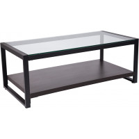 Flash Furniture NAN-JH-1735-GG Rosedale Glass Coffee Table with Black Metal Frame 
