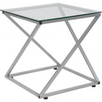 Flash Furniture NAN-JH-1737-GG Park Avenue Collection Glass End Table with Contemporary Steel Design 