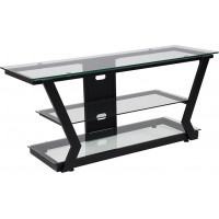 Flash Furniture NAN-JH-1760-GG Harbor Hills Glass TV Stand with Black Metal Frame 