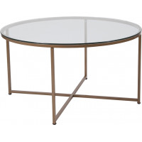Flash Furniture NAN-JH-1786CT-GG Greenwich Collection Glass Coffee Table with Matte Gold Frame 