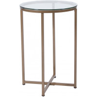 Flash Furniture NAN-JH-1786ET-GG Greenwich Collection Glass End Table with Matte Gold Frame 