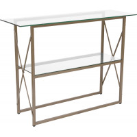 Flash Furniture NAN-JH-1796ST-GG Mar Vista Collection Glass Console Table with Matte Gold Frame 