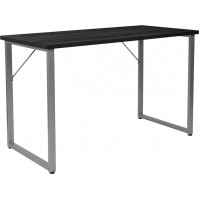 Flash Furniture NAN-JN-21721-GG Harvey Black Finish Computer Desk with Silver Metal Frame 