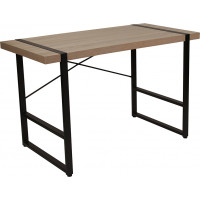Flash Furniture NAN-JN-21738-GG Hanover Park Rustic Wood Grain Finish Console Table with Black Metal Frame 