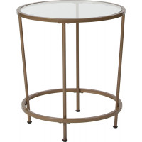 Flash Furniture NAN-JN-21750ET-GG Astoria Collection Glass End Table with Matte Gold Frame 