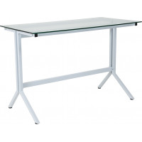 Flash Furniture NAN-JN21719-D-W-GG Winfield Collection Glass Computer Desk with White Metal Frame 