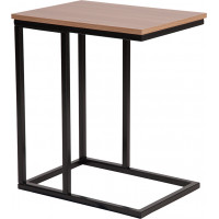 Flash Furniture NAN-ST6819-GG Aurora Rustic Wood Grain Finish Side Table with Black Metal Cantilever Base 