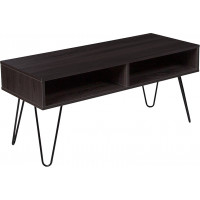 Flash Furniture NAN-TS096-GG Oak Park Collection Driftwood Wood Grain Finish TV Stand with Black Metal Legs 