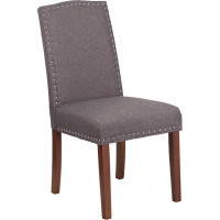 Flash Furniture QY-A13-9349-GY-GG HERCULES Hampton Hill Series Gray Fabric Parsons Chair with Silver Accent Nail Trim 