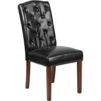 Flash Furniture QY-A18-9325-BK-GG HERCULES Grove Park Series Black Leather Tufted Parsons Chair 