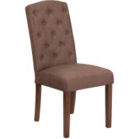 Flash Furniture QY-A18-9325-BN-GG HERCULES Grove Park Series Brown Fabric Tufted Parsons Chair 
