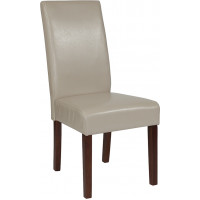 Flash Furniture QY-A37-9061-BGL-GG Greenwich Series Beige Leather Parsons Chair 
