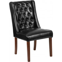 Flash Furniture QY-A91-BK-GG HERCULES Preston Series Black Leather Tufted Parsons Chair 