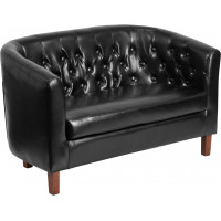 Flash Furniture QY-B16-2-HY-9030-8-BK-GG HERCULES Colindale Series Black Leather Tufted Loveseat 