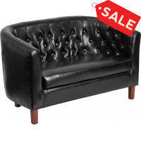 Flash Furniture QY-B16-2-HY-9030-8-BK-GG HERCULES Colindale Series Black Leather Tufted Loveseat 