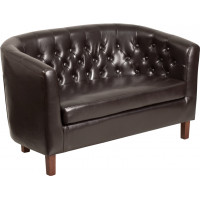 Flash Furniture QY-B16-2-HY-9030-8-BN-GG HERCULES Colindale Series Brown Leather Tufted Loveseat 