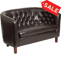 Flash Furniture QY-B16-2-HY-9030-8-BN-GG HERCULES Colindale Series Brown Leather Tufted Loveseat 