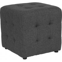 Flash Furniture QY-S02-DGY-GG Avendale Tufted Upholstered Ottoman Pouf in Dark Gray Fabric 