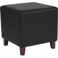 Flash Furniture QY-S09-BKL-GG Ascalon Upholstered Ottoman Pouf in Black Leather 