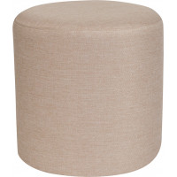 Flash Furniture QY-S10-5001-1-B-GG Barrington Upholstered Round Ottoman Pouf in Beige Fabric 