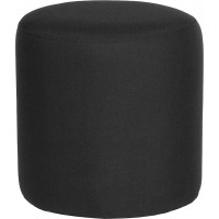 Flash Furniture QY-S10-5001-1-BK-GG Barrington Upholstered Round Ottoman Pouf in Black Fabric 