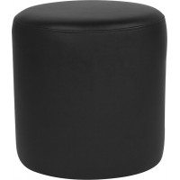 Flash Furniture QY-S10-5001-1-BKL-GG Barrington Upholstered Round Ottoman Pouf in Black Leather 