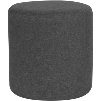 Flash Furniture QY-S10-5001-1-DGY-GG Barrington Upholstered Round Ottoman Pouf in Dark Gray Fabric 