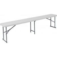 Flash Furniture RB-1172FH-GG 10.25''W x 71''L Bi-Fold Granite White Plastic Bench with Carrying Handle 