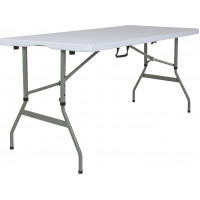 Flash Furniture RB-3050FH-ADJ-GG 30''W x 60''L Height Adjustable Bi-Fold Granite White Plastic Folding Table 