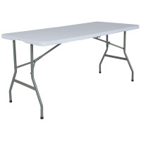 Flash Furniture RB-3060FH-RES-GG 30''W x 60''L Bi-Fold Granite White Plastic Folding Table 