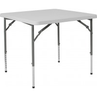 Flash Furniture RB-3434ADJ-GG 34'' Square Height Adjustable Granite White Plastic Folding Table 