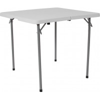Flash Furniture RB-3434FH-GG 34'' Square Bi-Fold Granite White Plastic Folding Table with Carrying Handle 
