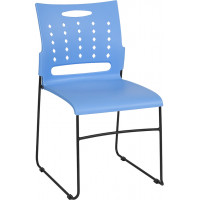 Flash Furniture RUT-2-BL-GG HERCULES Series 881 lb. Capacity Blue Sled Base Stack Chair with Air-Vent Back 