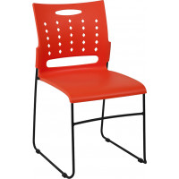 Flash Furniture RUT-2-OR-GG HERCULES Series 881 lb. Capacity Orange Sled Base Stack Chair with Air-Vent Back 