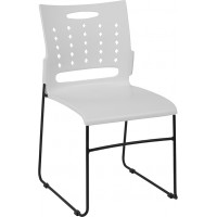 Flash Furniture RUT-2-WH-GG HERCULES Series 881 lb. Capacity White Sled Base Stack Chair with Air-Vent Back 