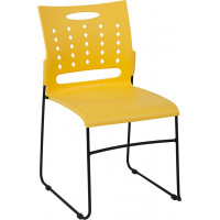 Flash Furniture RUT-2-YL-GG HERCULES Series 881 lb. Capacity Yellow Sled Base Stack Chair with Air-Vent Back 