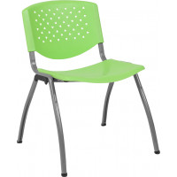 Flash Furniture RUT-F01A-GN-GG HERCULES Series 880 lb. Capacity Green Plastic Stack Chair with Titanium Frame 
