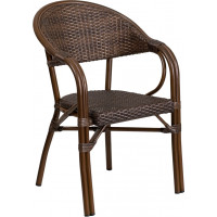 Flash Furniture SDA-AD642003R-1-GG Milano Series Cocoa Rattan Restaurant Patio Chair with Bamboo-Aluminum Frame 