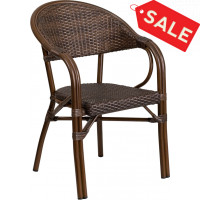 Flash Furniture SDA-AD642003R-1-GG Milano Series Cocoa Rattan Restaurant Patio Chair with Bamboo-Aluminum Frame 