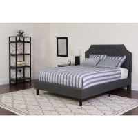 Flash Furniture SL-BK4-F-DG-GG Brighton Full Size Tufted Upholstered Platform Bed in Dark Gray Fabric 