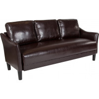Flash Furniture SL-SF915-3-BRN-GG Asti Upholstered Sofa in Brown Leather 