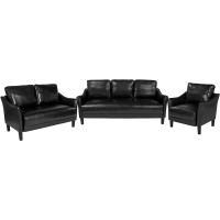 Flash Furniture SL-SF915-SET-BLK-GG Asti 3 Piece Upholstered Set in Black Leather 