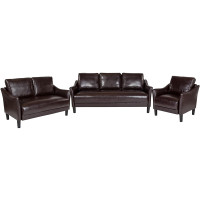 Flash Furniture SL-SF915-SET-BRN-GG Asti 3 Piece Upholstered Set in Brown Leather 