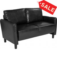 Flash Furniture SL-SF919-2-BLK-GG Candler Park Upholstered Loveseat in Black Leather 