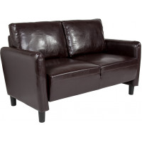 Flash Furniture SL-SF919-2-BRN-GG Candler Park Upholstered Loveseat in Brown Leather 