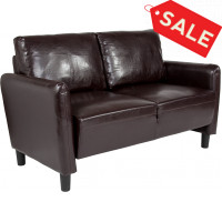 Flash Furniture SL-SF919-2-BRN-GG Candler Park Upholstered Loveseat in Brown Leather 